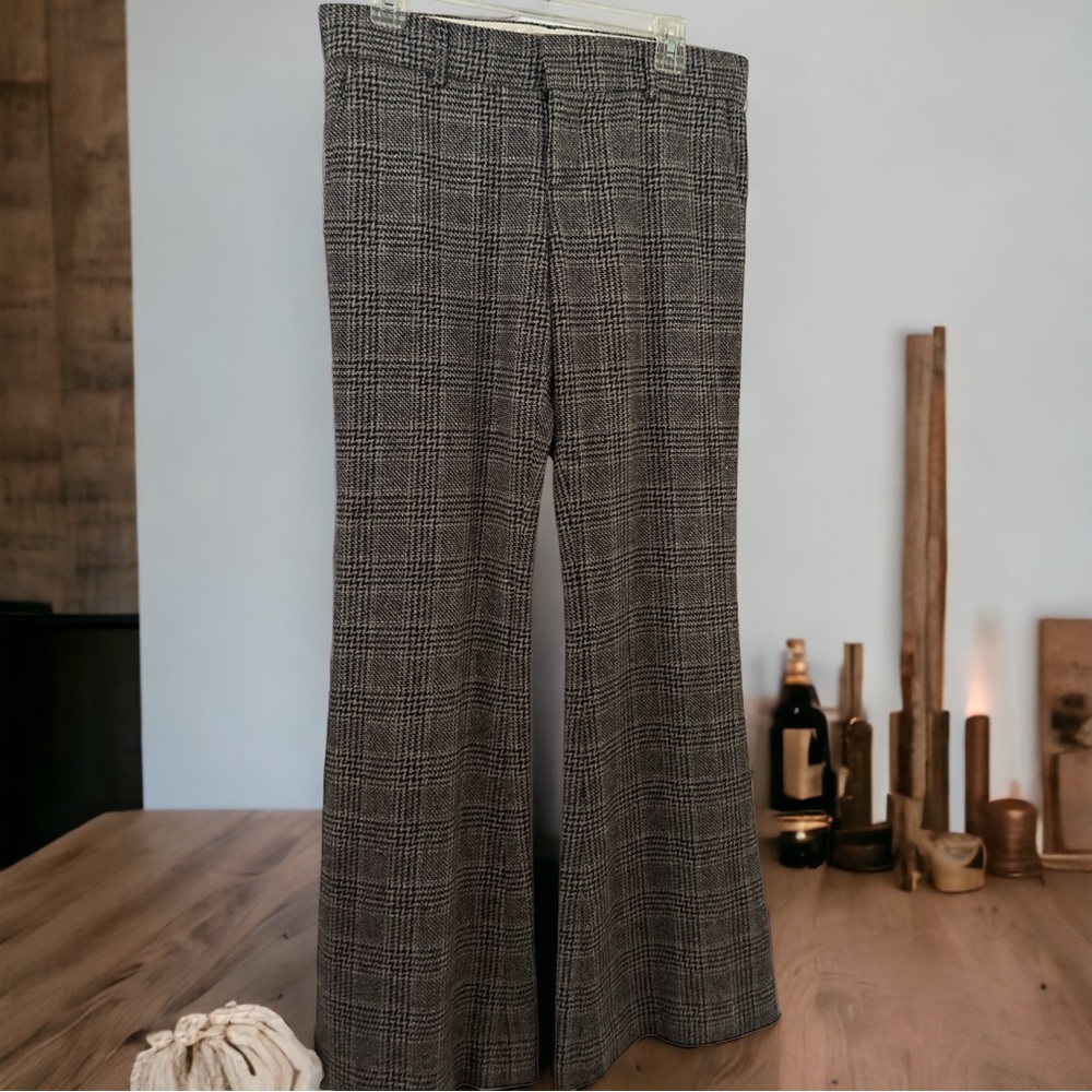 Vintage Juicy Couture Wool blend Tweed trousers flare leg SZ28 heart on back USA